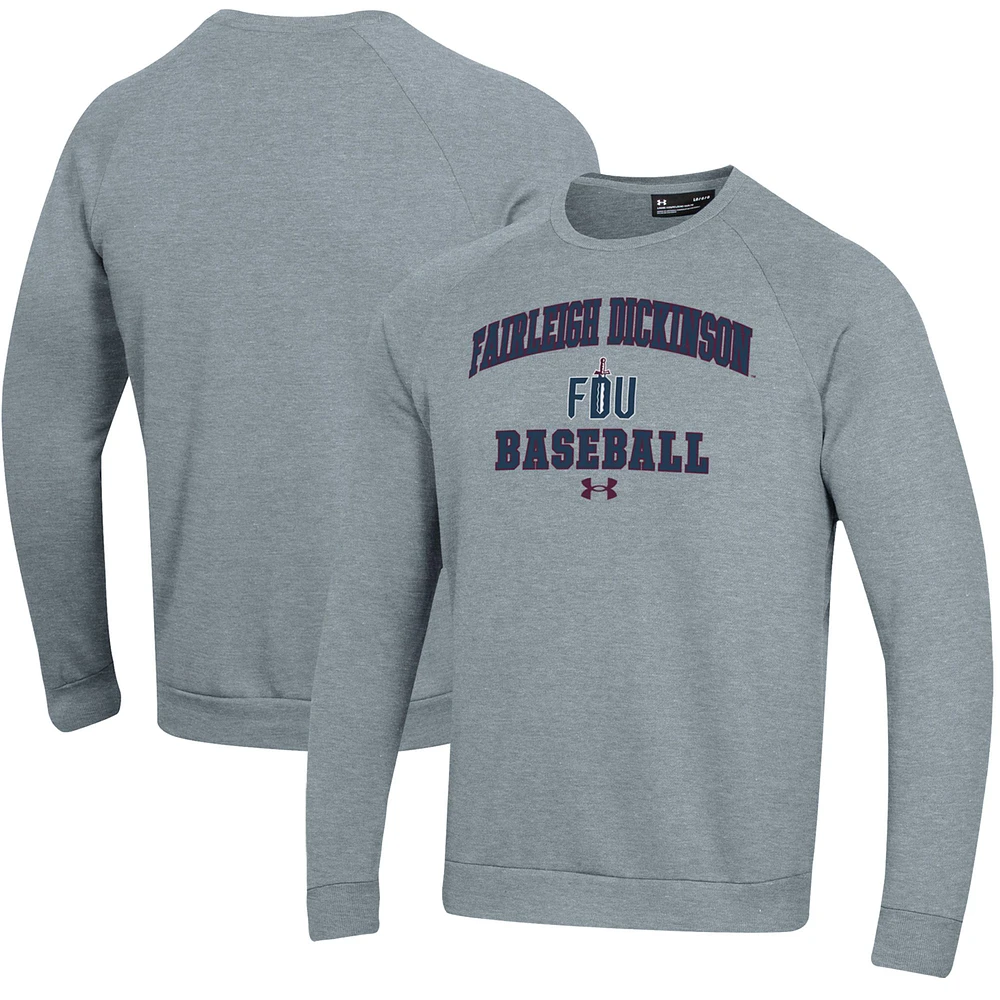 Men's Under Armour Gray Fairleigh Dickinson Knights All Day Arch Fleece Baseball Raglan Pullover Sweatshirt