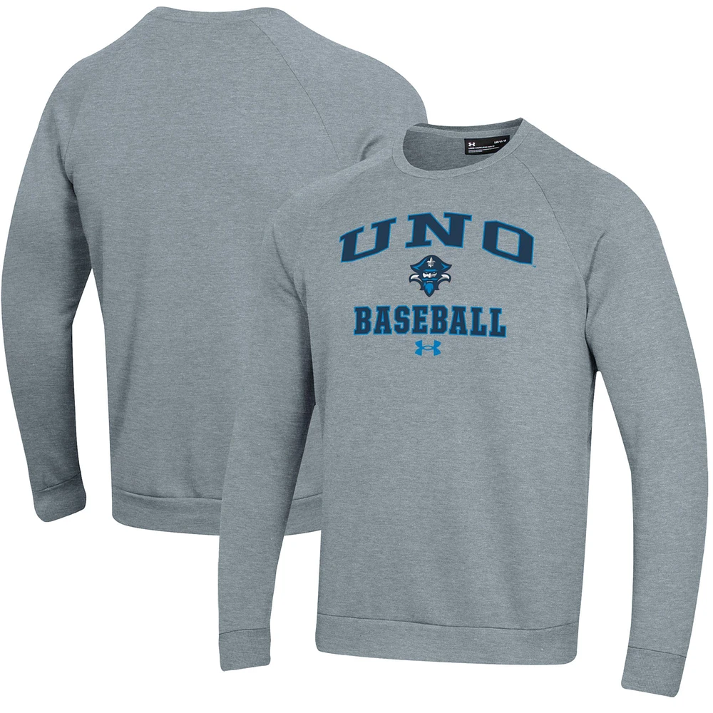Men's Under Armour Gray New Orleans Privateers All Day Arch Fleece Baseball Raglan Pullover Sweatshirt