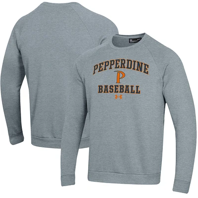 Men's Under Armour Gray Pepperdine Waves All Day Arch Fleece Baseball Raglan Pullover Sweatshirt