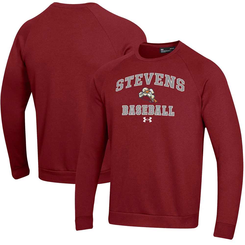 Men's Under Armour Stevens Institute of Technology Ducks All Day Arch Fleece Baseball Raglan Pullover Sweatshirt