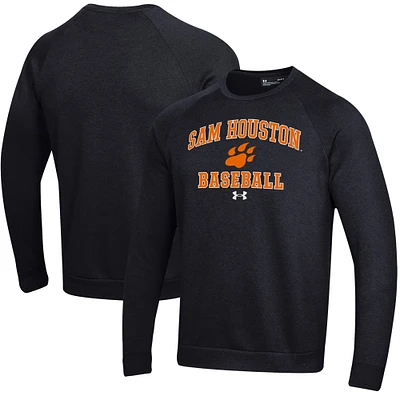 Men's Under Armour Black Sam Houston State Bearkats All Day Arch Fleece Baseball Raglan Pullover Sweatshirt