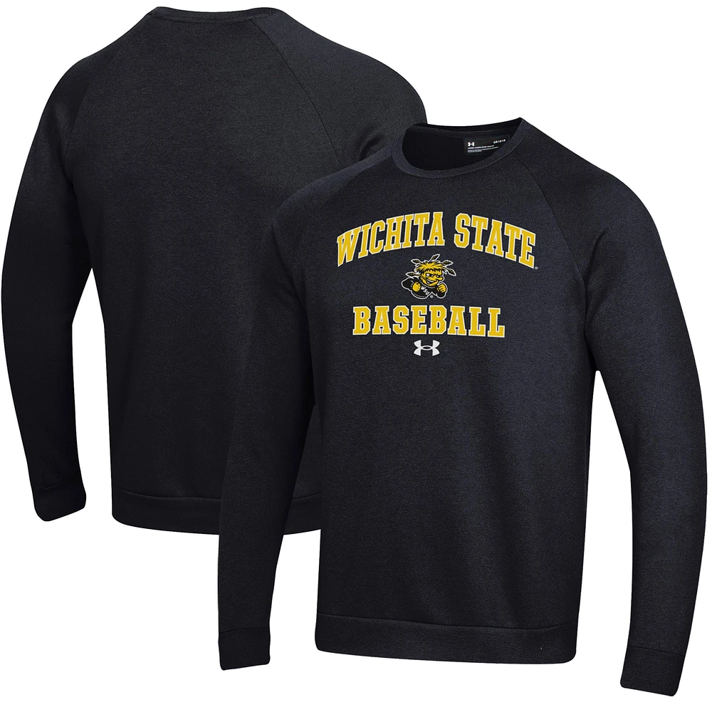 Men's Under Armour Wichita State Shockers All Day Arch Fleece Baseball Raglan Pullover Sweatshirt
