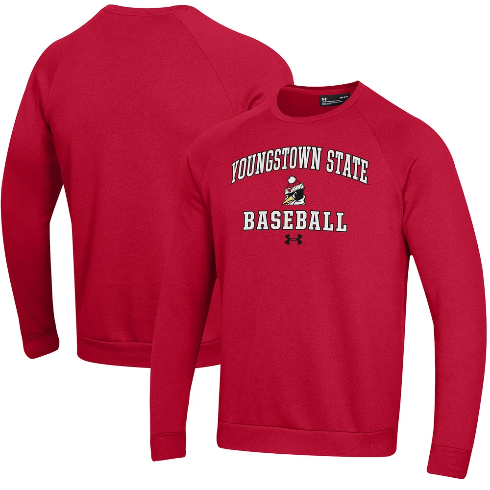 Men's Under Armour Youngstown State Penguins All Day Arch Fleece Baseball Raglan Pullover Sweatshirt