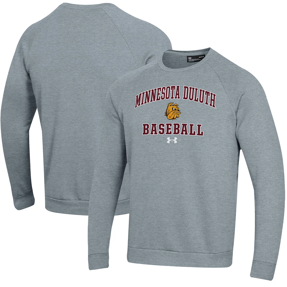 Men's Under Armour Gray Minnesota Duluth Bulldogs All Day Arch Fleece Baseball Raglan Pullover Sweatshirt