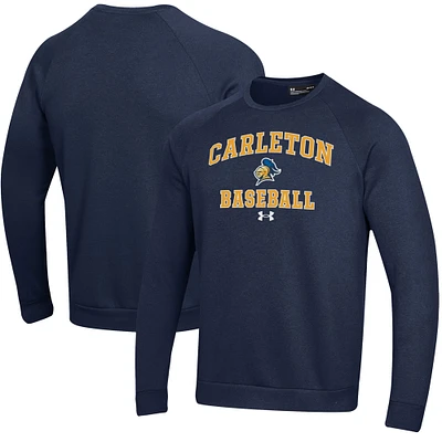 Men's Under Armour Navy Carleton Knights All Day Arch Fleece Baseball Raglan Pullover Sweatshirt