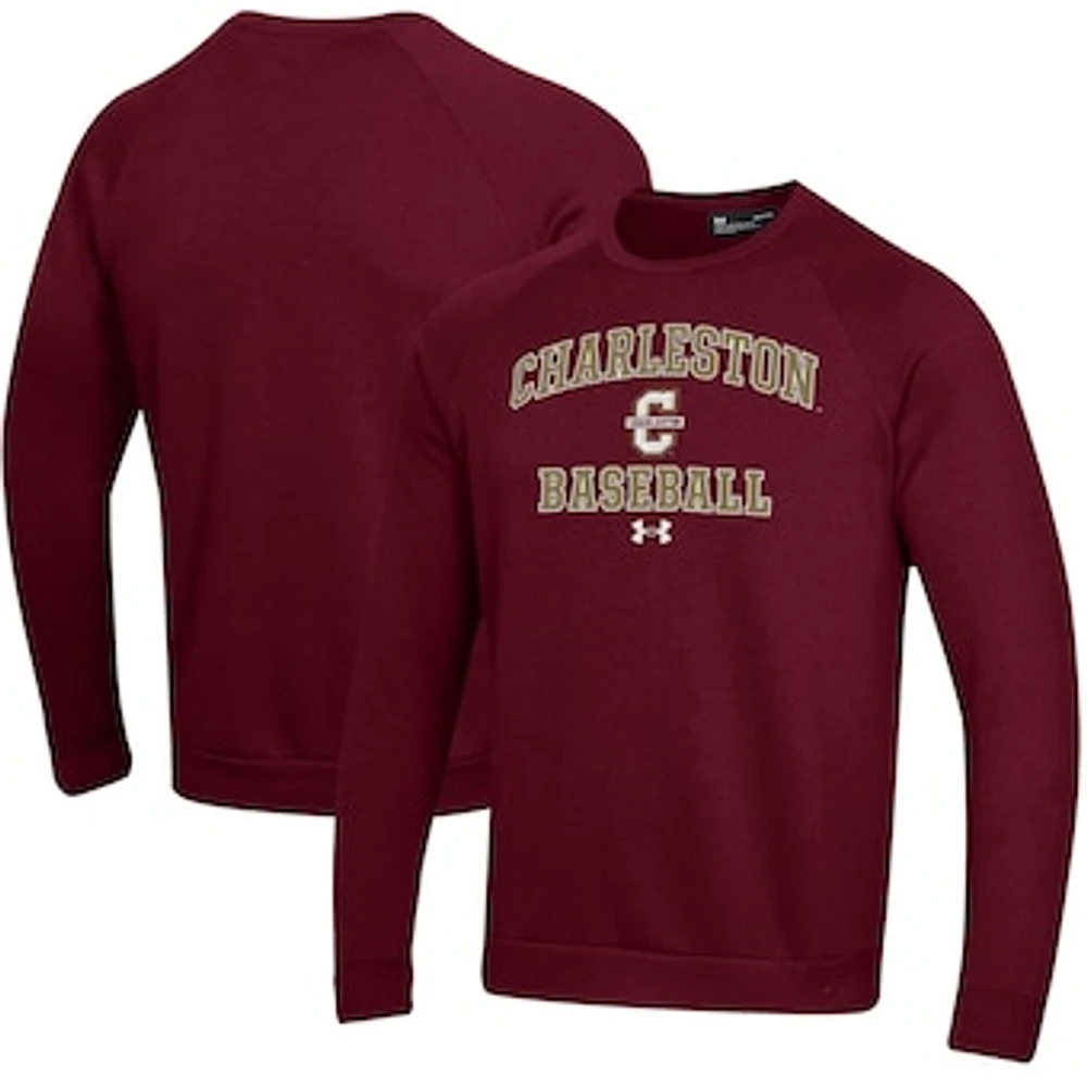 Men's Under Armour Maroon Charleston Cougars All Day Arch Fleece Baseball Raglan Pullover Sweatshirt
