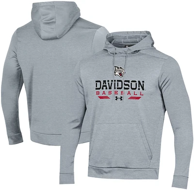 Men's Under Armour Gray Davidson Wildcats Baseball Pullover Hoodie