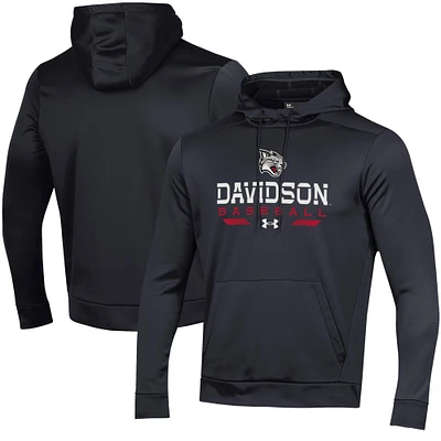 Men's Under Armour Black Davidson Wildcats Baseball Pullover Hoodie