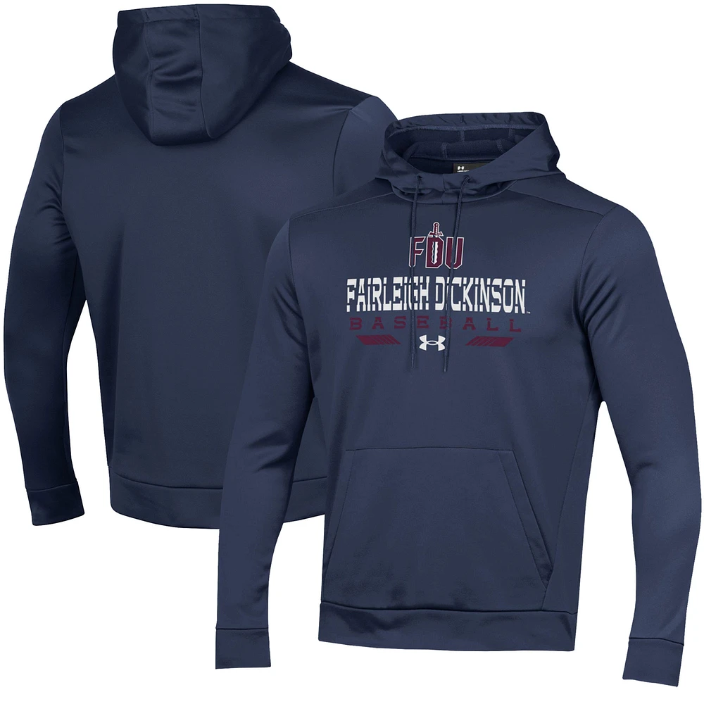 Men's Under Armour Navy Fairleigh Dickinson Knights Baseball Pullover Hoodie