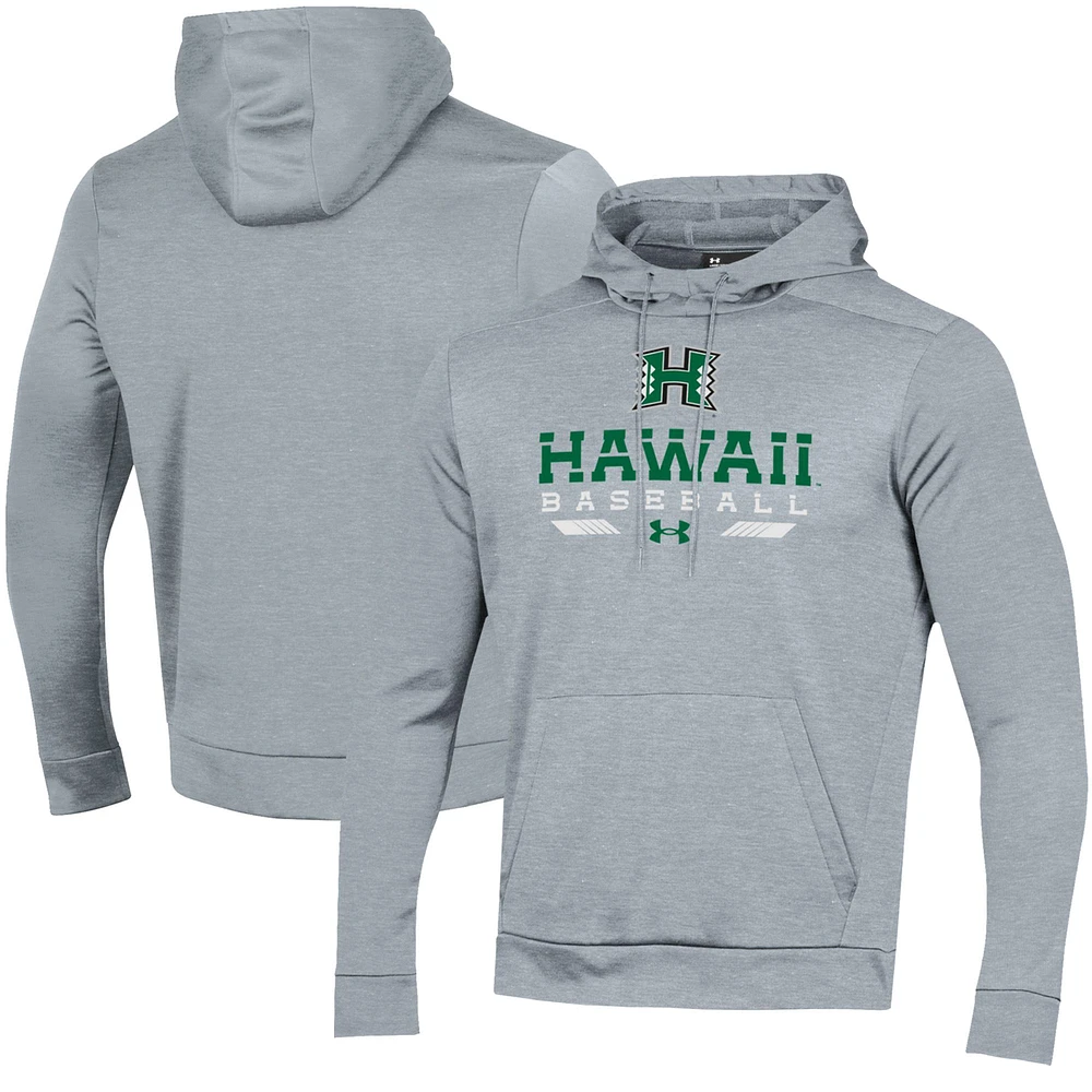 Men's Under Armour Gray Hawaii Rainbow Warriors Baseball Pullover Hoodie