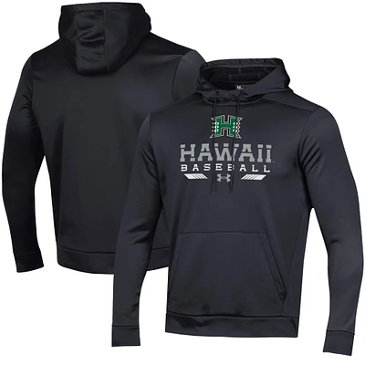 Men's Under Armour Black Hawaii Rainbow Warriors Baseball Pullover Hoodie