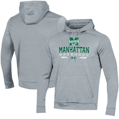 Men's Under Armour Gray Manhattan Jaspers Baseball Pullover Hoodie