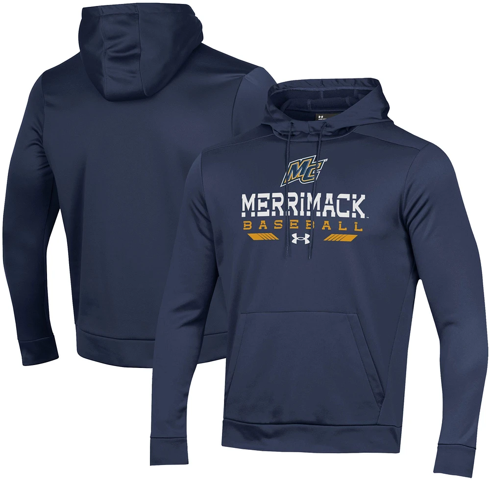 Men's Under Armour Navy Merrimack College Warriors Baseball Pullover Hoodie