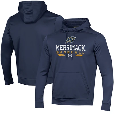 Men's Under Armour Navy Merrimack College Warriors Baseball Pullover Hoodie