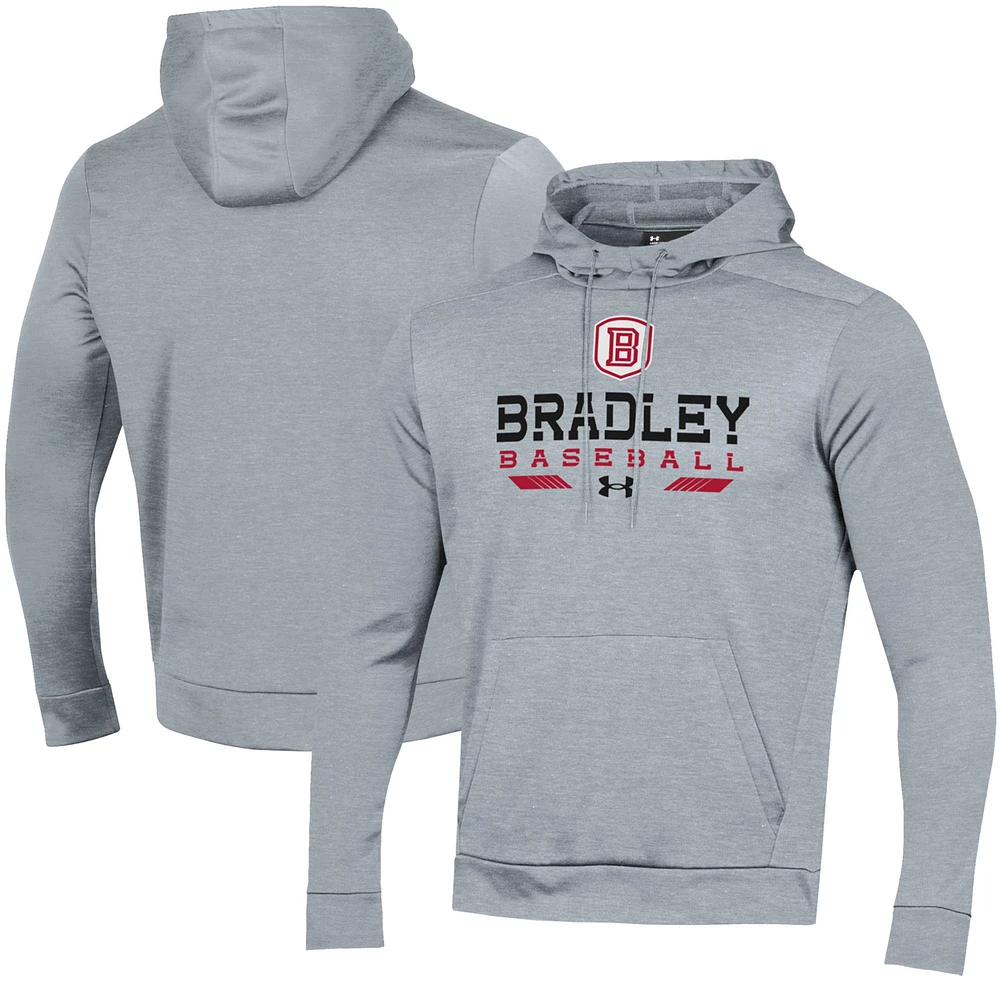 Men's Under Armour Gray Bradley Braves Baseball Pullover Hoodie
