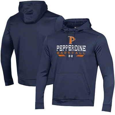 Men's Under Armour Navy Pepperdine Waves Baseball Pullover Hoodie