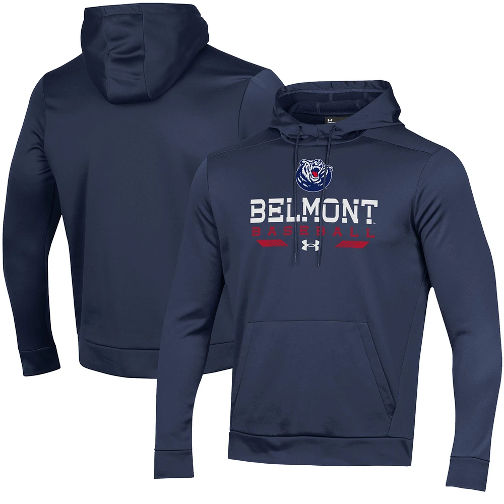 Men's Under Armour Navy Belmont Bruins Baseball Pullover Hoodie