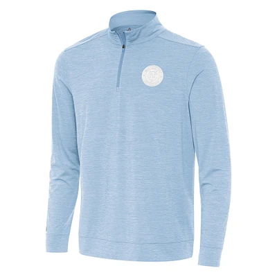 Men's Antigua Light Blue New York City FC White Logo Bright Quarter-Zip Pullover Top