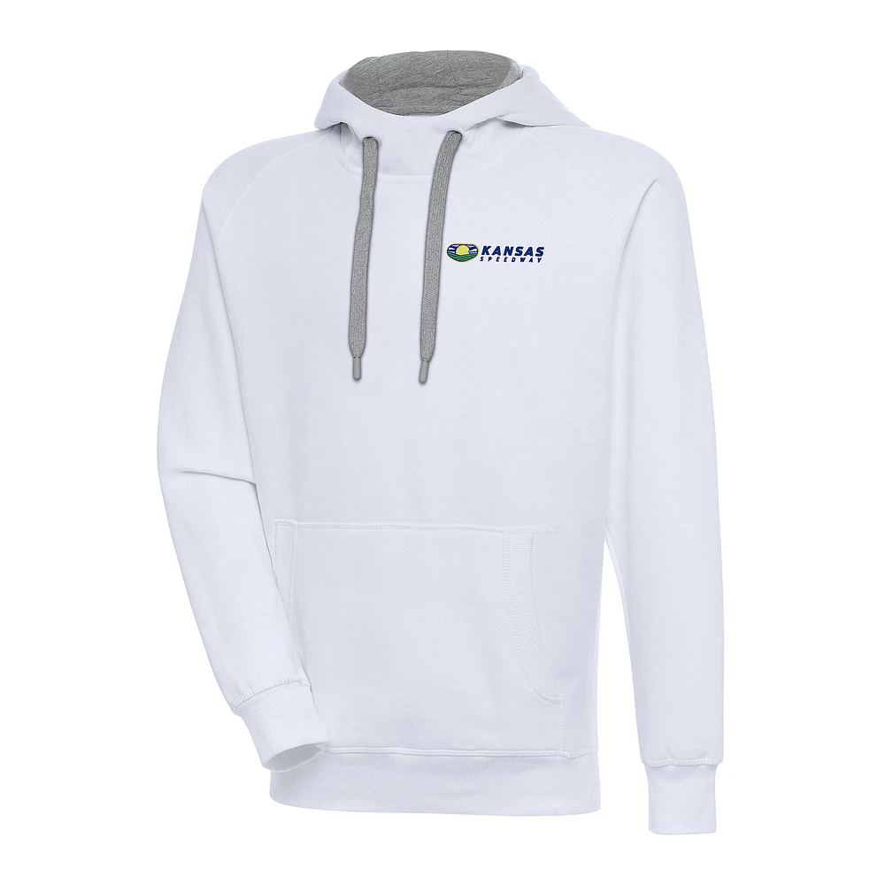 Men's Antigua White Kansas Speedway Victory Pullover Hoodie