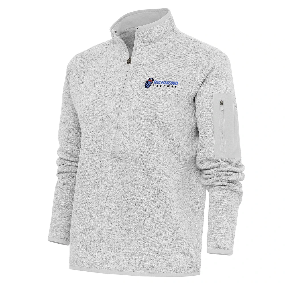 Women's Antigua Heather Gray Richmond Raceway Fortune Half-Zip Pullover Jacket