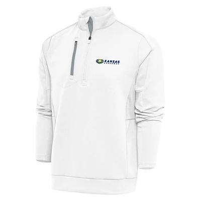 Men's Antigua White Kansas Speedway Generation Quarter-Zip Pullover Top