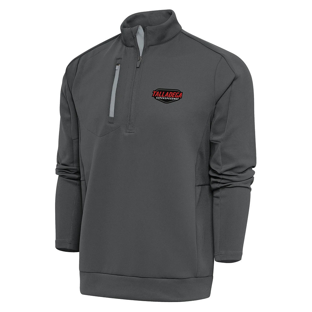 Men's Antigua Charcoal Talladega Superspeedway Generation Quarter-Zip Pullover Top