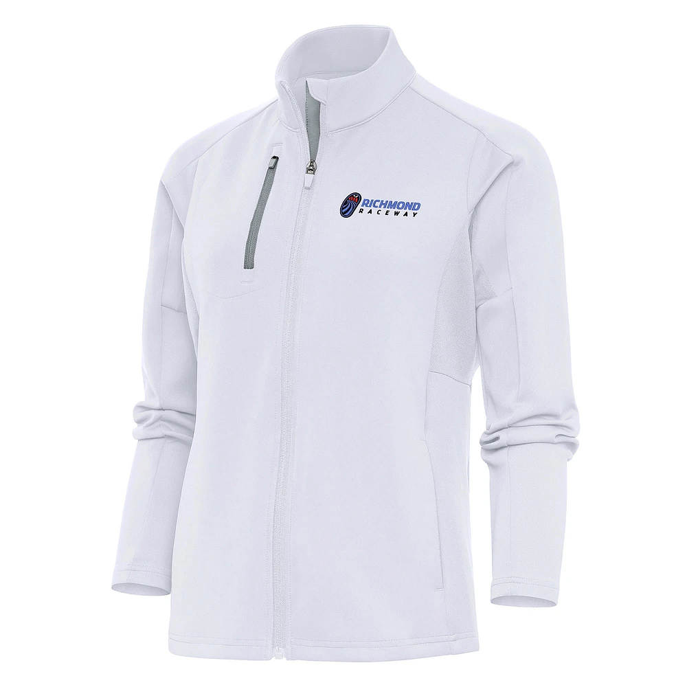 Women's Antigua White Richmond Raceway Generation Full-Zip Jacket