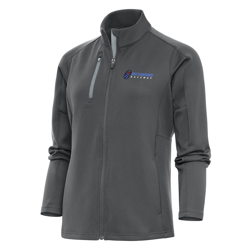 Women's Antigua Charcoal Richmond Raceway Generation Full-Zip Jacket