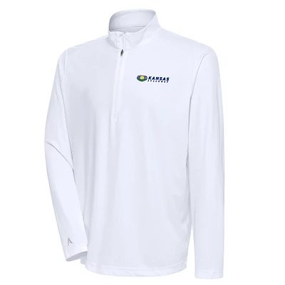 Men's Antigua White Kansas Speedway Tribute Quarter-Zip Pullover Top