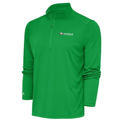 Men's Antigua Kelly Green Kansas Speedway Tribute Quarter-Zip Pullover Top