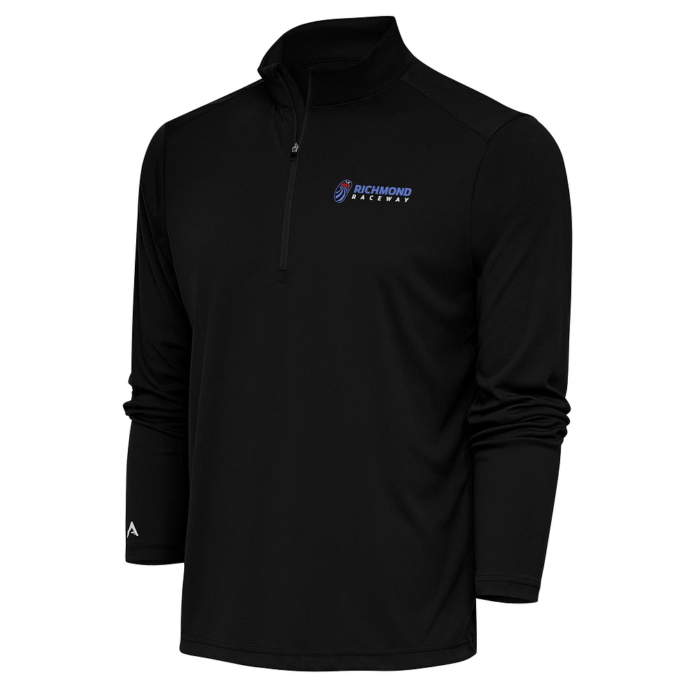 Men's Antigua Black Richmond Raceway Tribute Quarter-Zip Pullover Top
