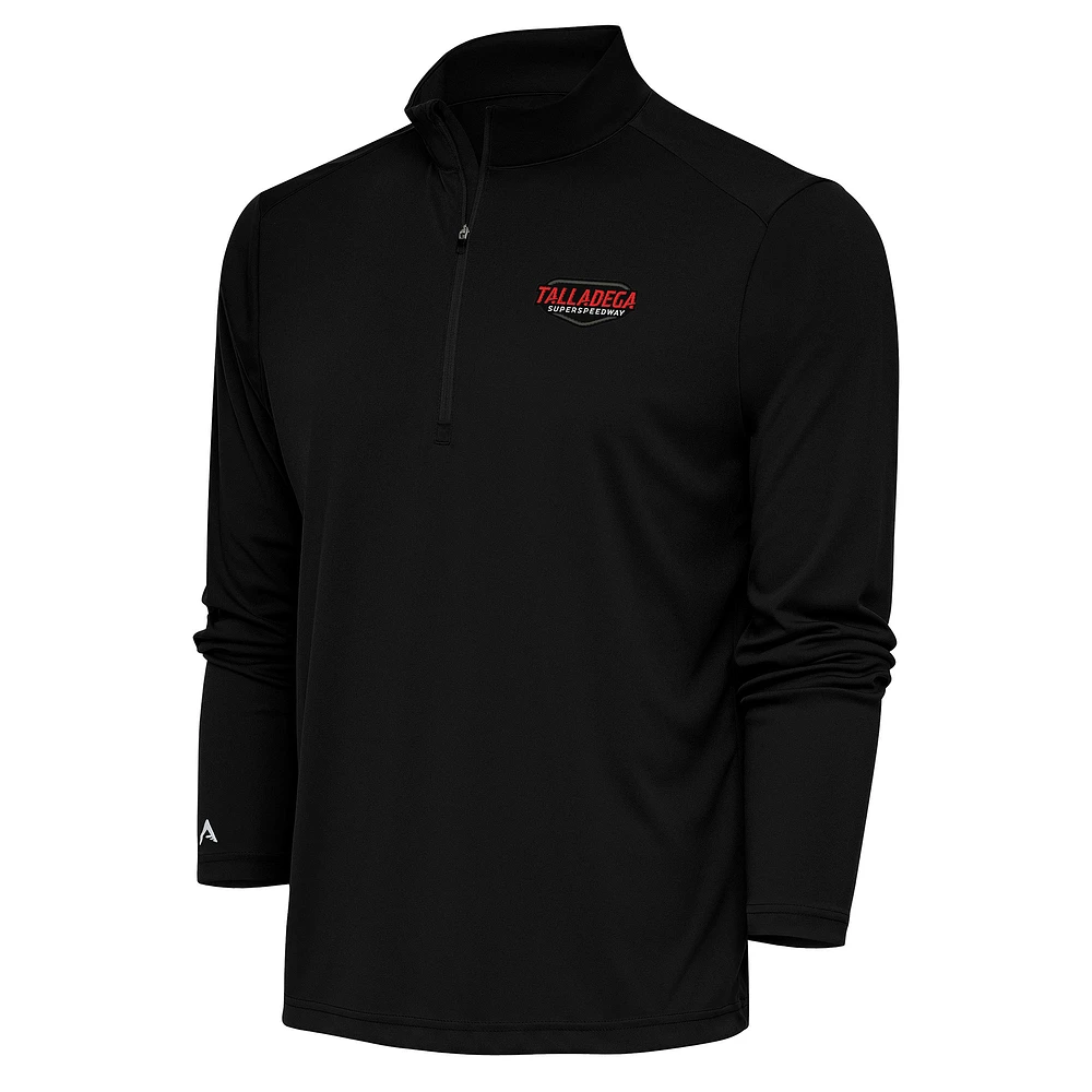 Men's Antigua Black Talladega Superspeedway Tribute Quarter-Zip Pullover Top