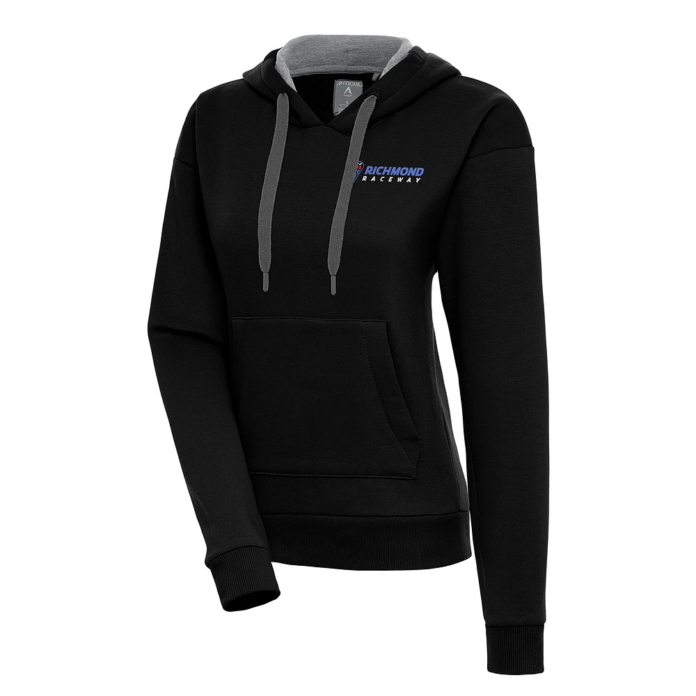 Women's Antigua Black Richmond Raceway Victory Pullover Hoodie