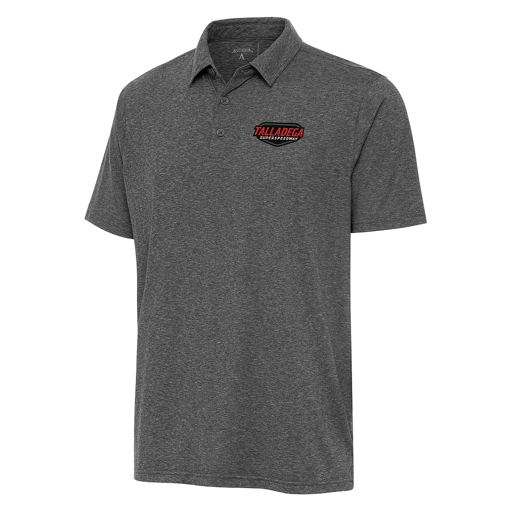Men's Antigua Heather Black Talladega Superspeedway Par 3 Polo