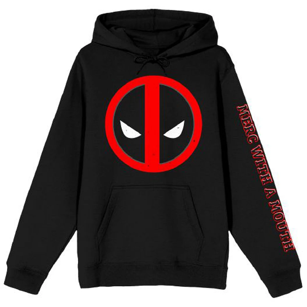 Men's Black Deadpool Logo Pullover Hoodie