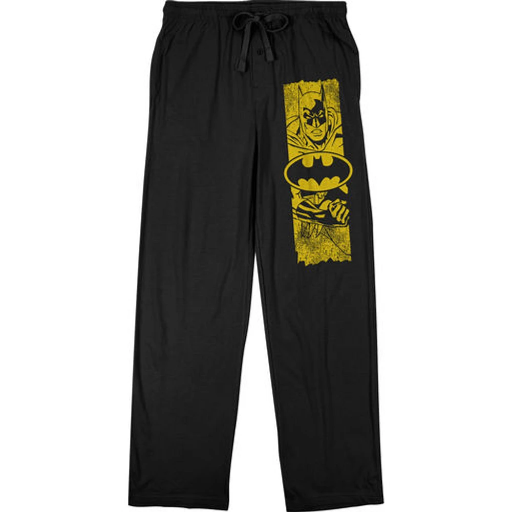 Men's Black Batman Bronze Age Art Pajama Pants