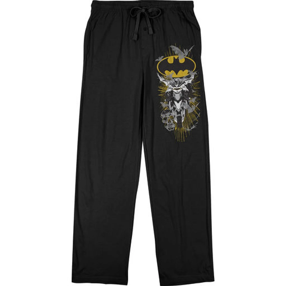 Men's Black Batman Batcycle Pajama Pants
