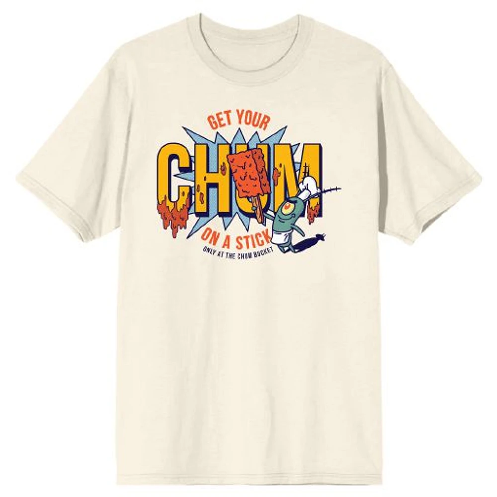 Men's Cream SpongeBob SquarePants Chum On A Stick T-Shirt