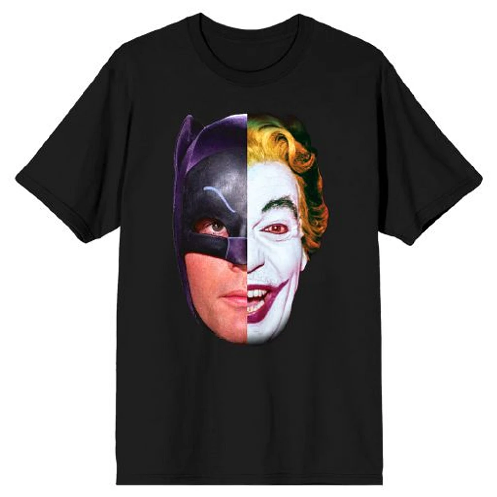Men's Black Batman & The Joker Classic TV Series Split T-Shirt