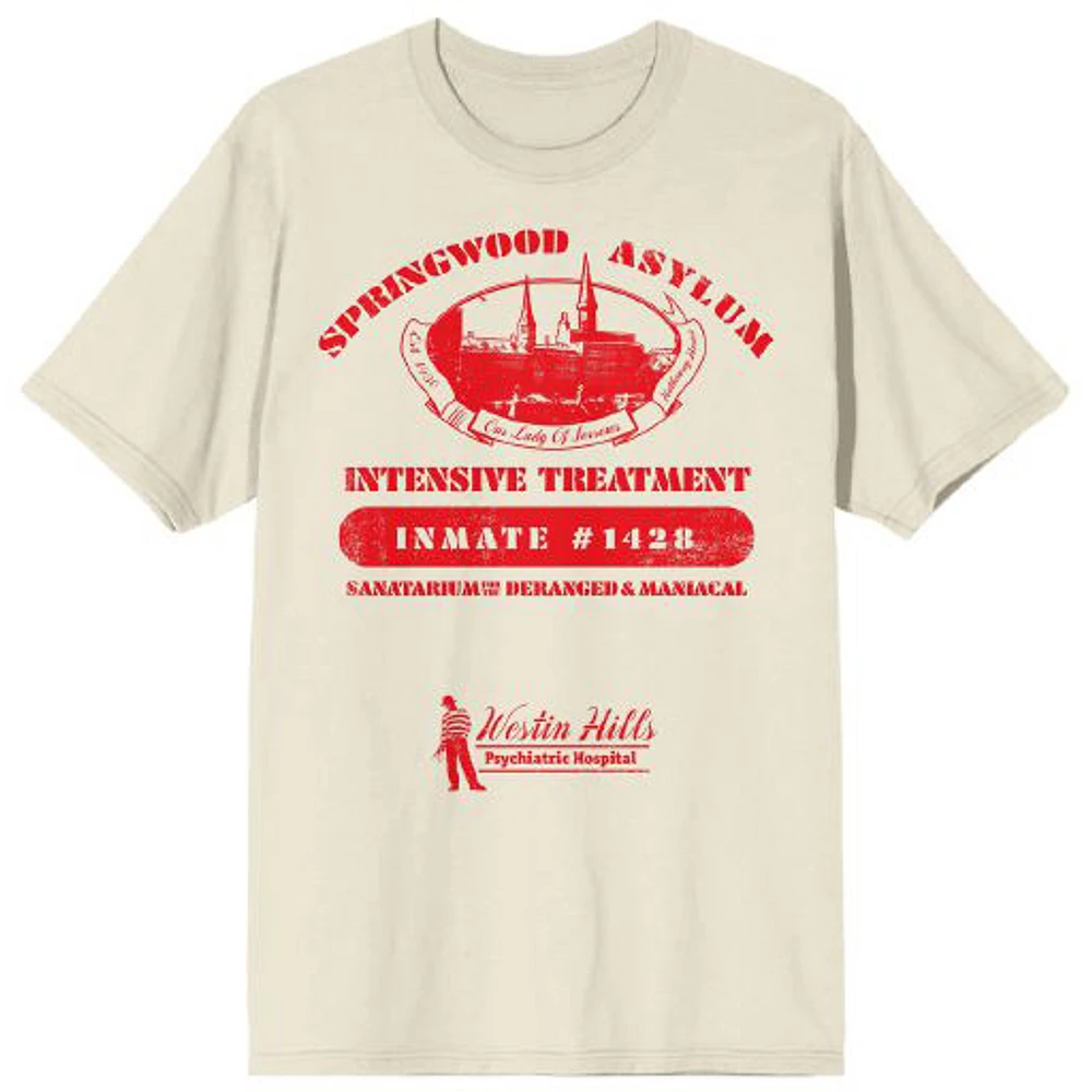 Men's Cream A Nightmare on Elm Street Springwood Asylum Inmate T-Shirt