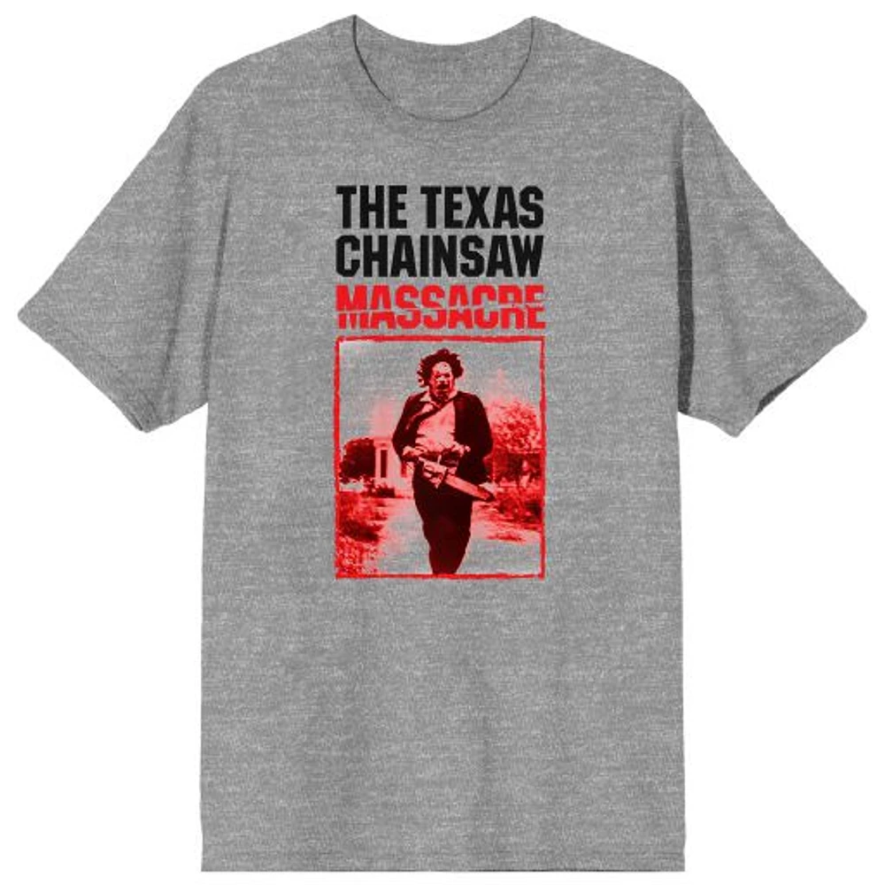 Men's Heather Gray Texas Chainsaw Massacre Red Frame T-Shirt