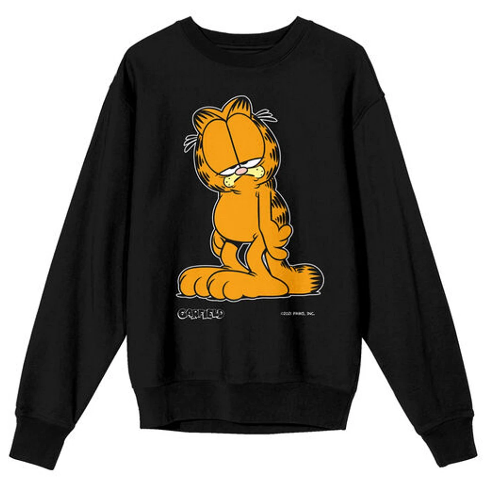 Women's Black Garfield Grumpy Graphic Pullover Sweatshirt