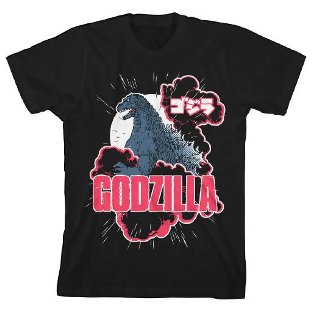 Youth Black Godzilla Retro Art T-Shirt
