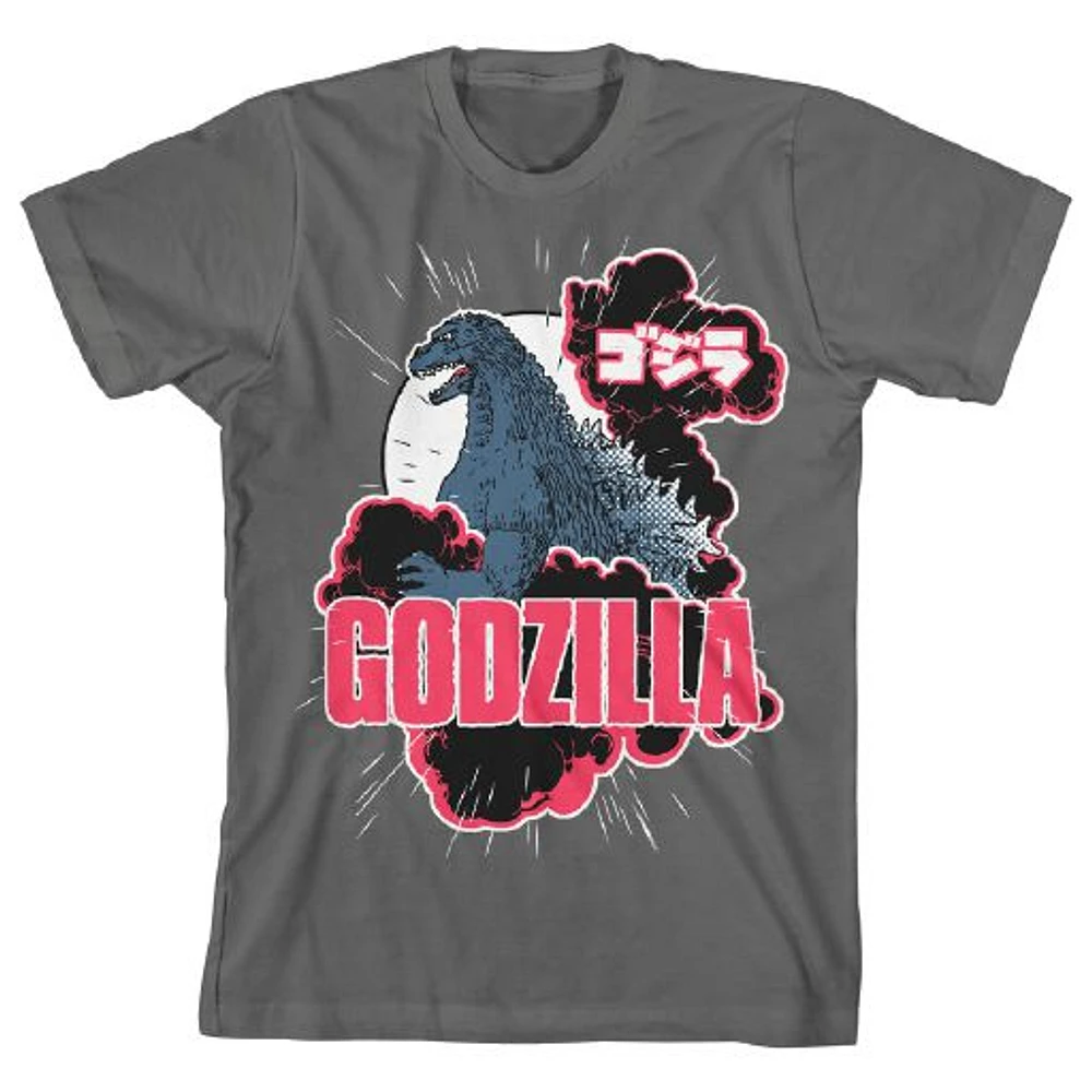 Youth Charcoal Godzilla Retro Art T-Shirt
