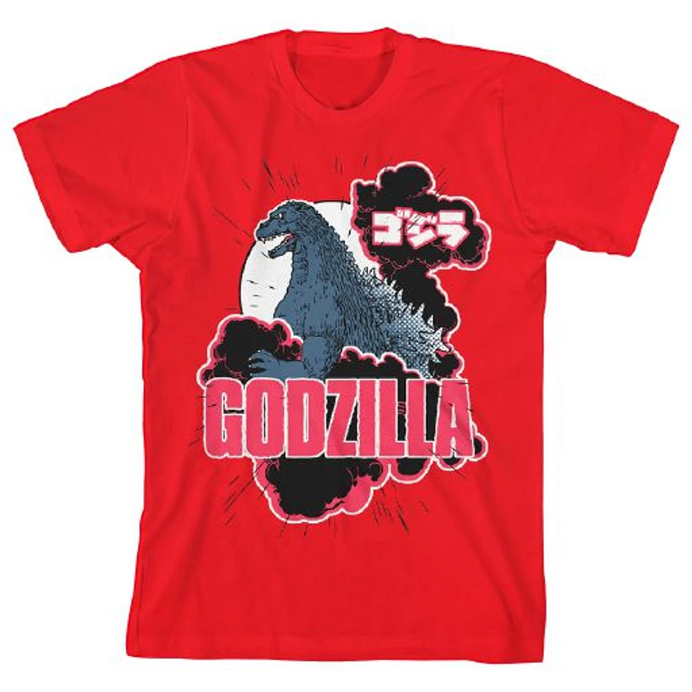 Youth Red Godzilla Retro Art T-Shirt