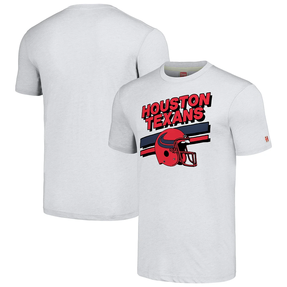 Unisex Homage Gray Houston Texans Striped Tri-Blend T-Shirt