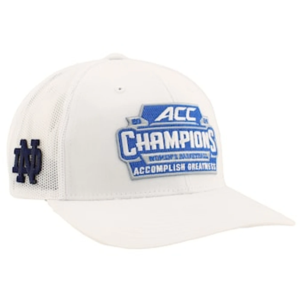 Unisex Zephyr White Notre Dame Fighting Irish 2024 ACC Women's Basketball Conference Tournament Champions Locker Room Adjustable Trucker Hat