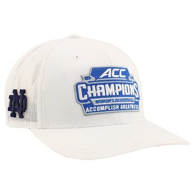 Unisex Zephyr White Notre Dame Fighting Irish 2024 ACC Women's Basketball Conference Tournament Champions Locker Room Adjustable Trucker Hat
