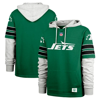 Men's '47 Kelly Green New York Jets Throwback Double Header Blitz Cornerback Hoodie