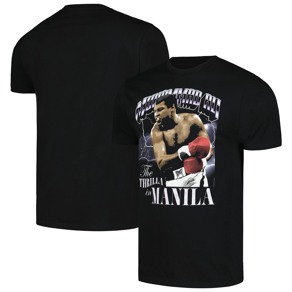 Unisex Black Muhammad Ali Thrilla And Lightning Graphic T-Shirt